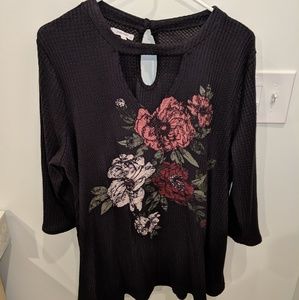 Long sleeve waffle kint top